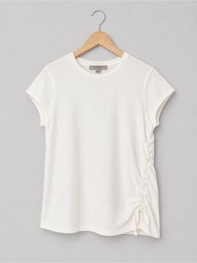 AllSaints White Ruched Side tie Tee Short Sleeve Minimalist Top